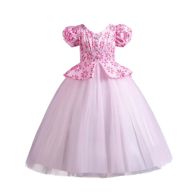 SDNall Robe à Manches Longues Enfants Plinthe à Empiècement en Tulle Robe de Princesse Fille Robe Bouffante à Manches Courtes Robe à Manches Courtes, Robe à Manches Courtes
