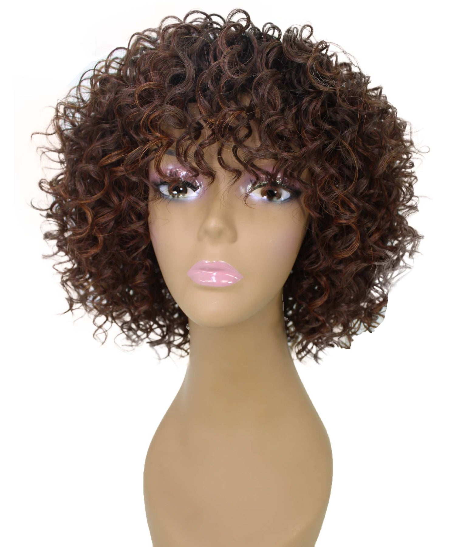 LUXLUXE Gabrielle Curly Pixie 12 in Long Full Wig No Lace Wig, Heat Resistant Fibers, 16+ Shades of Natural, Dip Dyed, & Blended Colors