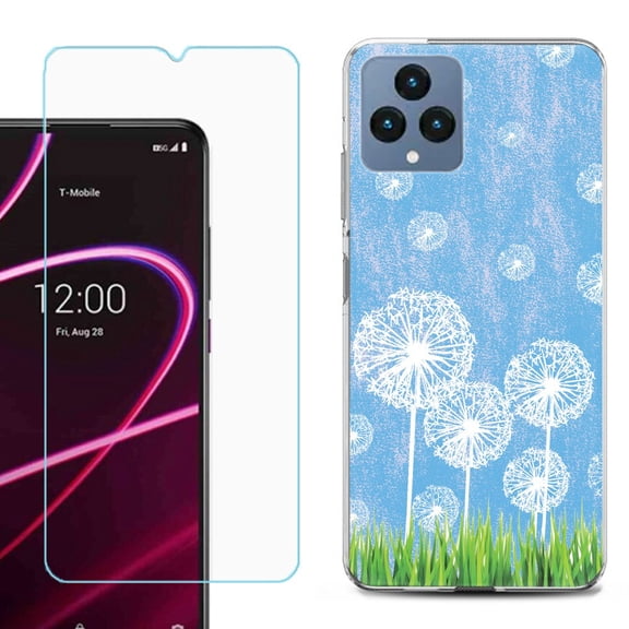 OneToughShield ® for T-Mobile Revvl 6x 5G Shockproof Phone Case, with Tempered Glass Screen Protector - Dandelion Sky