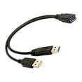 thumbnail image 1 of Cable de Datos de Extensión USB 3.0 Hugo Adaptador Divisor Cable de extensión dual USB, 1 of 10