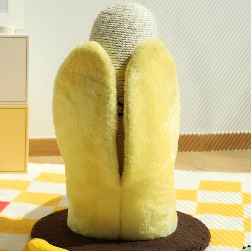 Fairela™ 17.3" Tall Banana Cat Scratching Post - Natural Sisal Rope Scratch Tower with Plush Base for Kittens & Indoor Cats