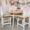 thumbnail image 4 of Pink Red Gradient Leaf Dining Chair Back Cover Only, Rustic Eucalyptus Leaves Farm Plants Set of 6 Chair Back Covers, Removable Washable for Dining Room, Banquet & Holiday Decoration, 4 of 9