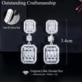 thumbnail image 4 of Elegant Crystal Cubic CZ Zircon Earring Square Dangle Drop Wedding Women Jewelry, 4 of 9
