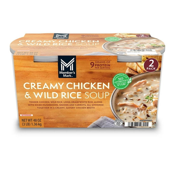 Members Mark Creamy Chicken and Wild Rice Soup, 24. oz. Each, 2 pk.