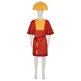 thumbnail image 4 of Disfraz de Cosplay del Emperador Kuzco de Anime, mono rojo del Rey, sombrero amarillo, cinturón, trajes con uniforme elegante de Halloween para hombres, 4 of 5