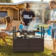 thumbnail image 4 of Costway Outdoor Bar Cart with Tempered Glass Top Storage Cabinet & 8 Hooks for Porch Brown, 4 of 10