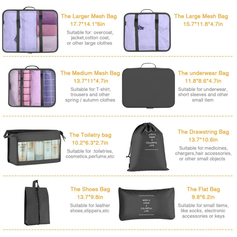 1 Set 7pcs Travel Storage Bags - Solid Color Portable Clothes Sorting  Storage Bags Including Shoe Bag, Clothes Bag, Drawstring Bag, Flat Bag And  Underwear Bag