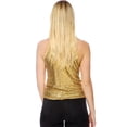 thumbnail image 2 of Women's Dressy Party Sequin Embellished Faux White Pearl Lace Collar Halter Top, 2 of 5