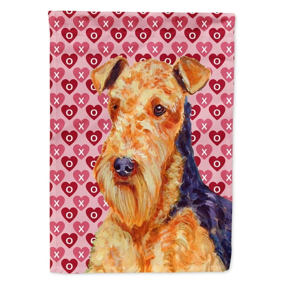 Carolines Treasures LH9156-FLAG-PARENT Airedale Hearts Love and Valentines Day Portrait Flag multicolor