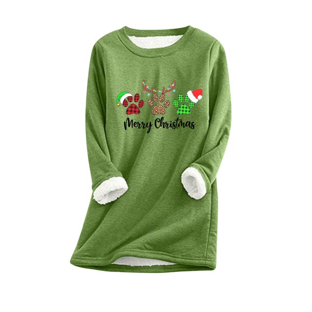 Birdeem Haut en Peluche Chaud Imprimé de Noël pour Femme