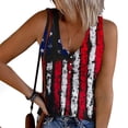thumbnail image 2 of Usmixi Womens Tank Tops Independence Day Fashion Button Up Knitted Ribbed Patriotic Vest Shirts Summer Trendy Star Striped Print V-Neck Sleeveless Shirts Blouse Blue XXL, 2 of 5
