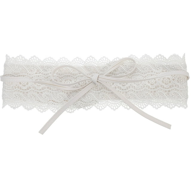 Cinturón de encaje para mujer, ancho, tipo corsé, accesorio de moda para vestidos (blanco)