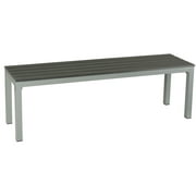 Cortesi Home Jaxon Large Aluminum Outdoor Bench in Poly Resin, Silver/Slate Grey