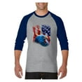thumbnail image 1 of MmF - Mens Raglan Sleeve Baseball T-Shirts, up to Size 3XL - American Flag 4th of July, 1 of 4