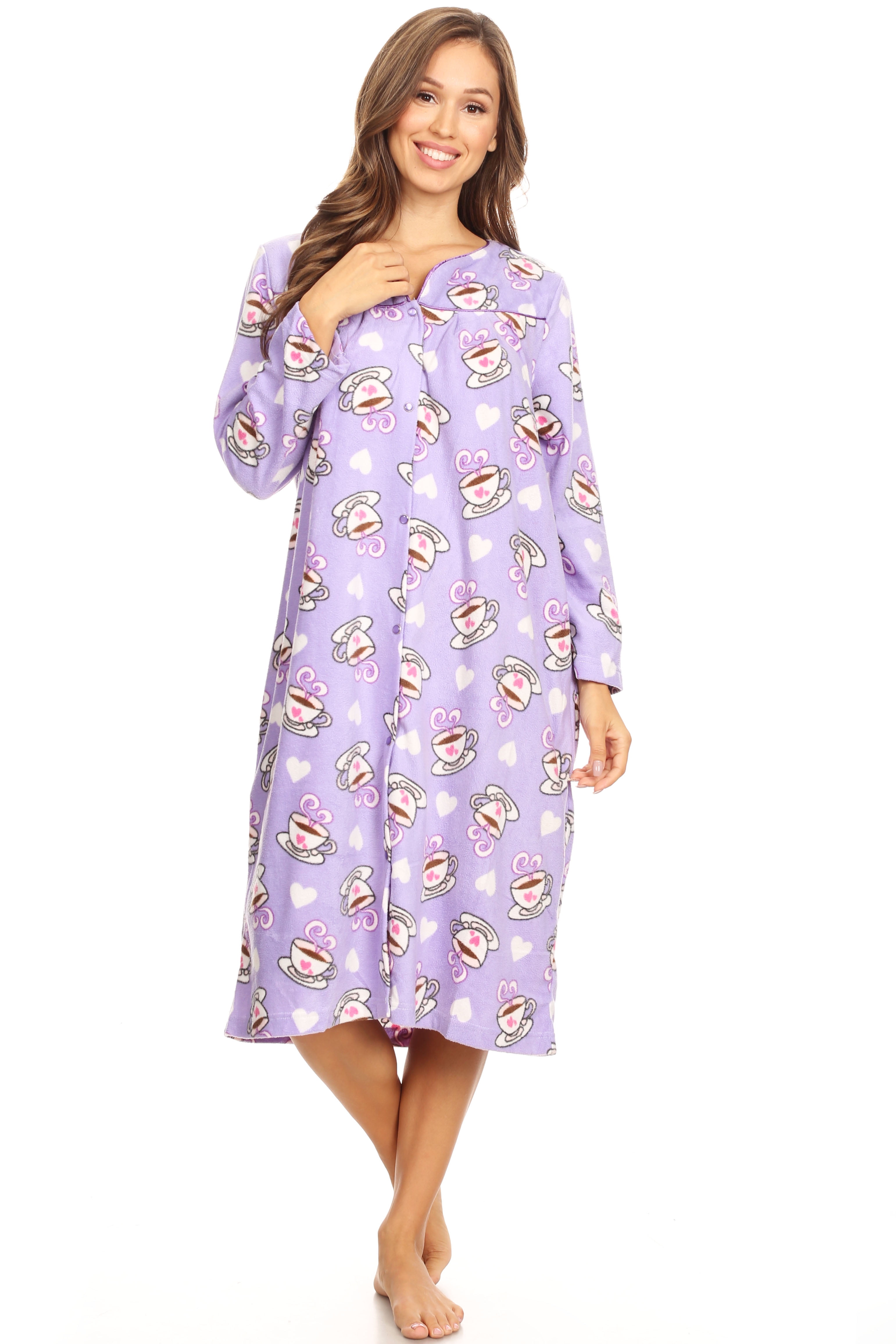 Patricia Lingerie Womens Long Housedress Shortsleeve Ultra Soft Cotton Nightgown Pyjama