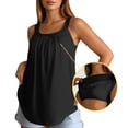 thumbnail image 6 of SGMVNU Sleeveless Tank Tops for Women Built in Bra Square Neck Pleated Flowy Loose Fit Summer Blouse Camisole Tanks, Black, Size M, 6 of 6