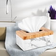 thumbnail image 3 of Rectangular Marble PU Grain Tissue Box Cover Napkin Holder Paper Towel Dispenser Container for Home Office Decor, 3 of 9