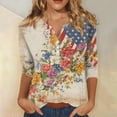 thumbnail image 2 of American Flag Blouse Women 1776-2026 Red White and Blue 3/4 Sleeve Henley Shirts Stars and Stripes 250th Anniversary Casual Tunics M, 2 of 5