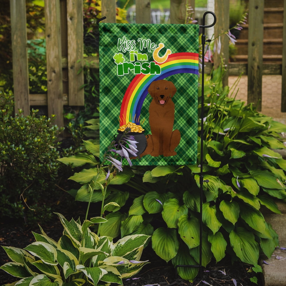 Mahogany Golden Retriever St. Patricks Day Flag Garden Size