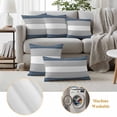 thumbnail image 6 of Haze Blue Grey Stripe Outdoor Waterproof Pillow Covers, Modern Art Horizontal Striped Decorative Rectangle Throw Pillowcase Sofa Cushion Sham for Patio/Couch/Chair, 20"x12" 2 Pack, 6 of 8
