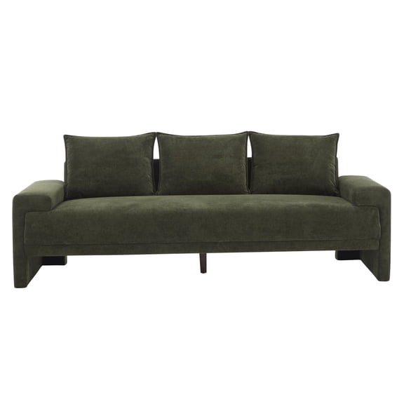 FFZ 84.5 inch Modern Upholstered Velvet 3 Seater Sofa, Green