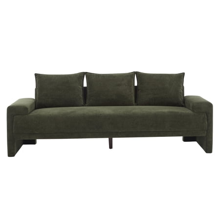 FFZ 84.5 inch Modern Upholstered Velvet 3 Seater Sofa, Green