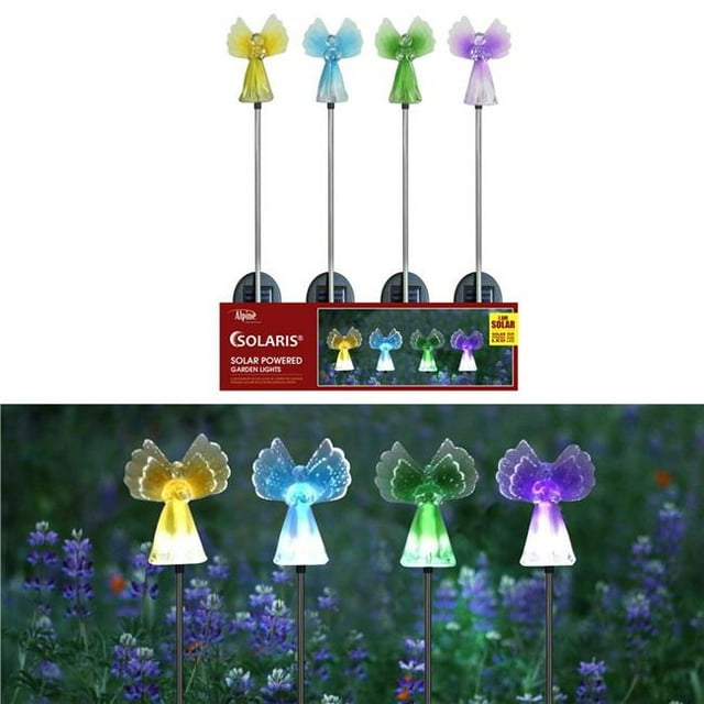 Alpine 8015843 35.43 in. Plastic Angel Solar Garden Stake, Assorted Color - Case of 16