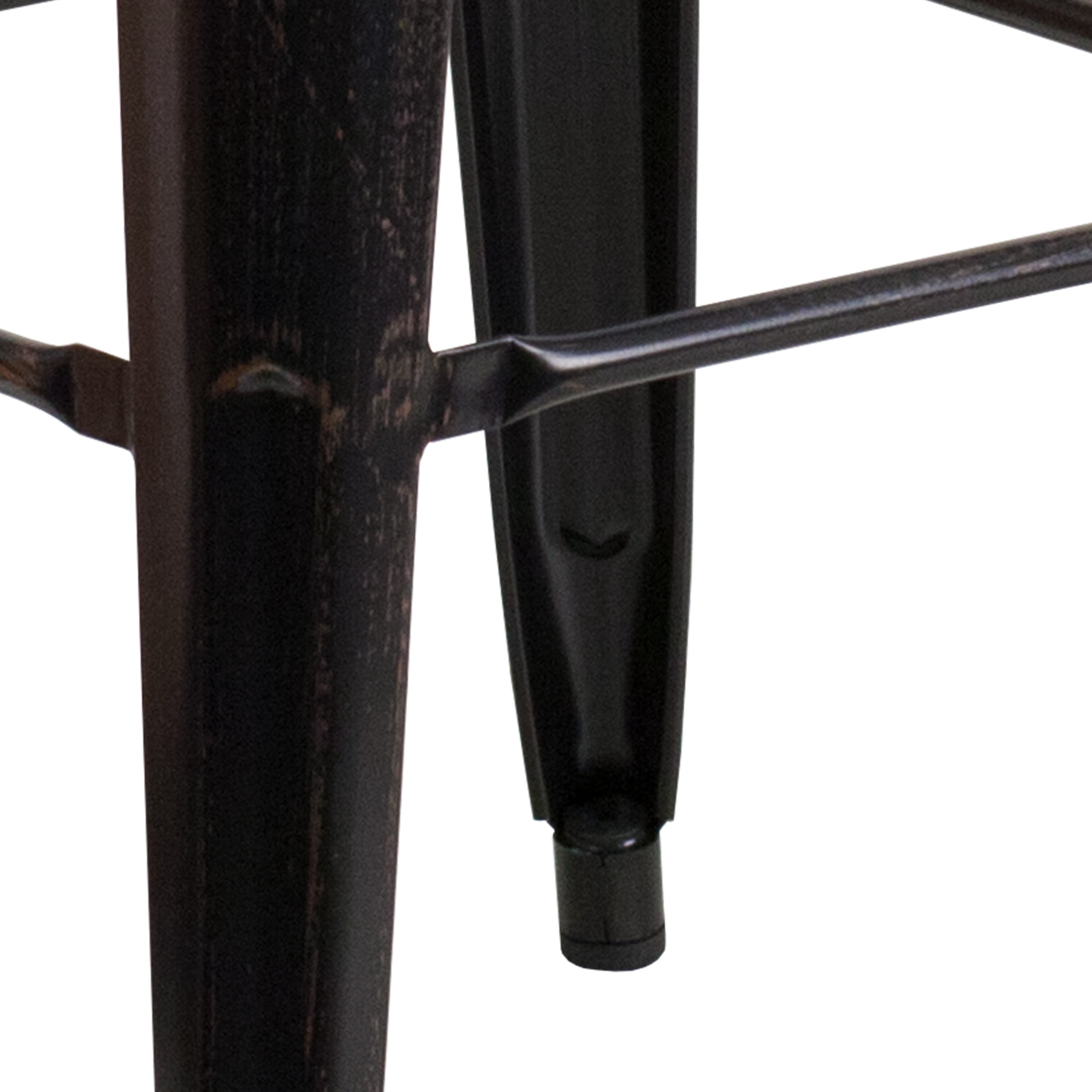 Merrick Lane Black-Antique Gold 30" High Backless Metal Bar Height Stool with Square Seat for Indoor-Outdoor Use