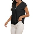thumbnail image 3 of Cueply Womens Summer Tops Short Sleeve V Neck Dressy Casual Chiffon Blouses T Shirts Tops, 3 of 6