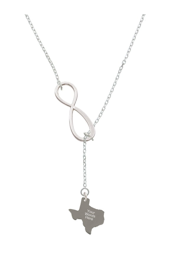 Stainless Steel Custom Engraved Texas - Silver tone Elegant Infinity Lariat Necklace