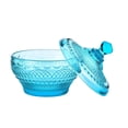 thumbnail image 2 of Haidf Glass Candy Dish with Lid, Vintage Embossed Candy Jars, Crystal Candy Bowl for Wedding Party Candy Cookie Chocolate Dessert Buffet, Decorative Jars for Home Office Desk Decor, Blue, 2 of 7