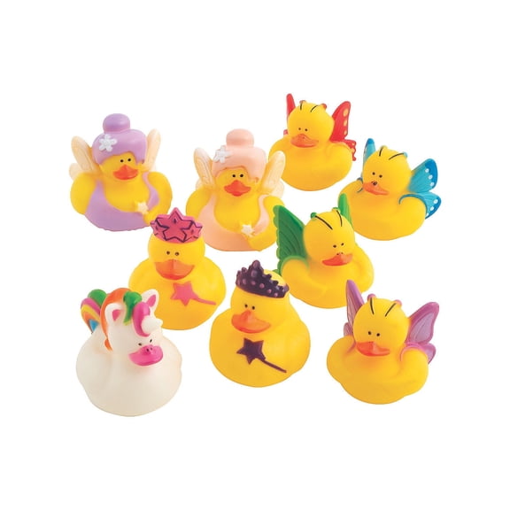 Fun Express 2" - 2 1/4" Bulk 48 Pieces Cute Vinyl Rubber Ducks Assortment