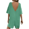 thumbnail image 4 of Yanlir 2025 Spring Summer Rompers for Womens Casual Rompers Adjustable Shorts Overalls Loose Jumpsuits Summer Outfits with Pockets(Green,S), 4 of 8