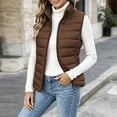 thumbnail image 4 of Mifsaly Puffer Vest Women Warm Sleeveless Quilted Jacket Stand Collar Zip Up Lightweight Fall Winter Travel Daily Layering Casual Outerwear with Pockets Brown,XXL, 4 of 6