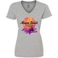 thumbnail image 3 of Inktastic Miami Beach Florida Vacation Sunset Women's V-Neck T-Shirt, 3 of 5