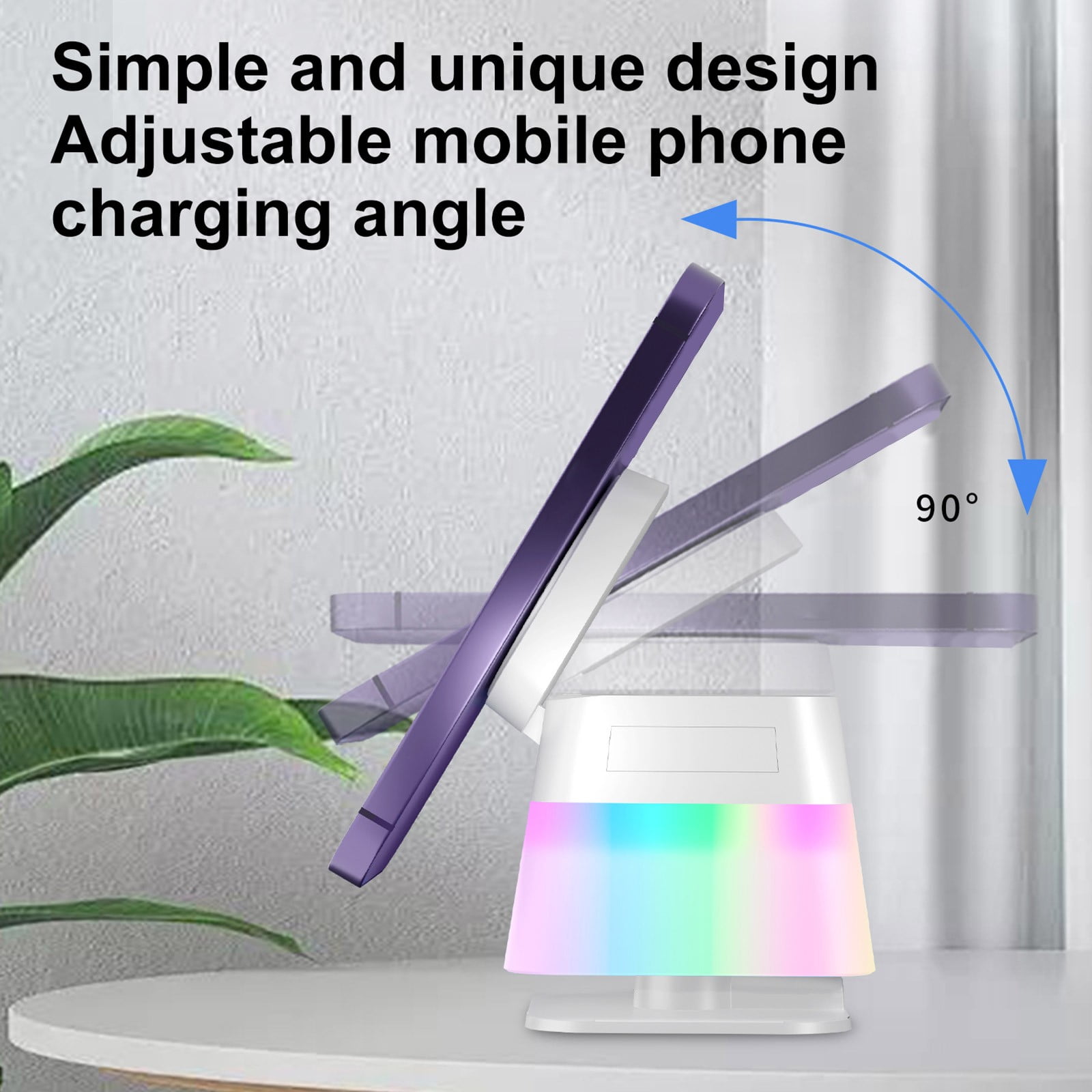 SNGMN Rotating Folding 4-in-1 Desk Lamp with Wireless Charger, 15W Fast Charging, Magnetic Mount, 3 Lighting Modes