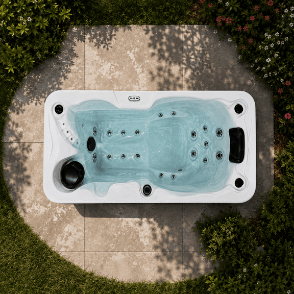 Hydro Spas HYD-SL 1-Person Hot Tub with 19 Therapy Jets and Digital Controls – White Acrylic Interior and Mocha Exterior Cabinet - Ideal for Indoor/Outdoor - Small and Portable Spa