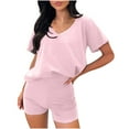 thumbnail image 2 of Htigea Women Two Piece Short Set Summer Sweatsuit Beach Outfits Sleeveless Tunic Top and Shorts Lounge Set Today Deals Pink,S, 2 of 7