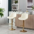 thumbnail image 6 of Aukfa Bar Stools Adjustable Swivel Barstool Upholstered Armless Chairs Set of 2 Kithcen Counter Stool,Ivory, 6 of 8