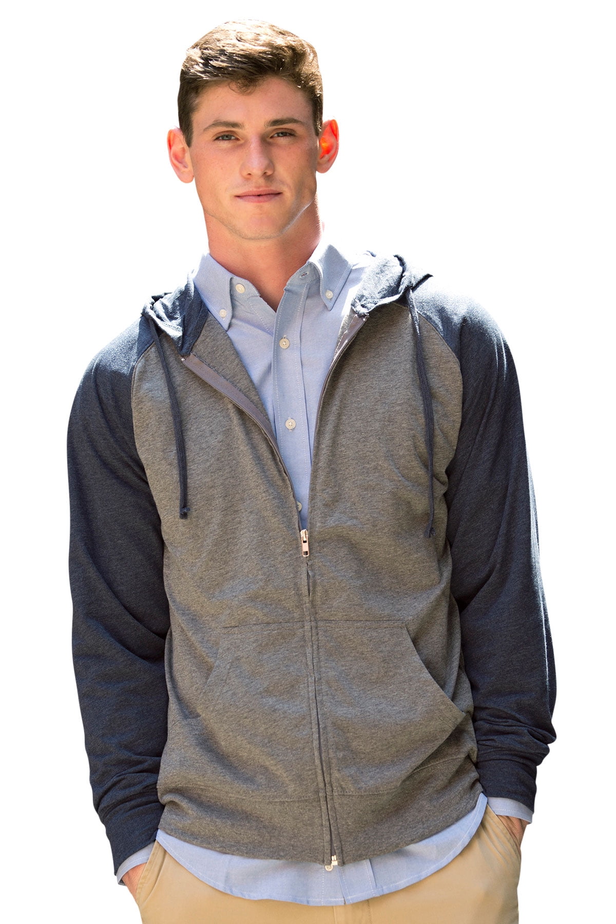 Full-Zip Two-Tone Jersey Knit Hoodie 