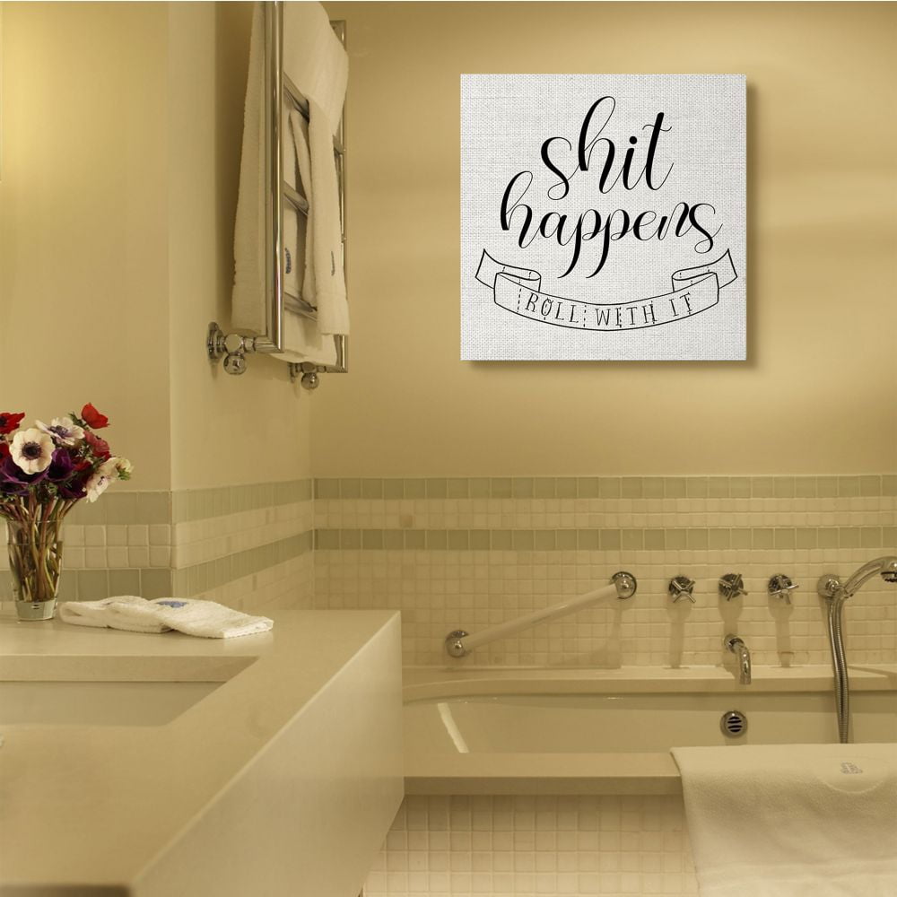 Stupell Industries Roll With It Sassy Motivational Bathroom Quote Designed by Daphne Polselli