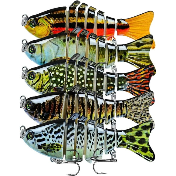 Fishing Lures, Multi Jointed Swimbaits Segmented Slow Sinking Swimming Lure Lifelike Hard Bait with Fishing Hooks for Freshwater Saltwater Bass Trout Perch Pike Men…