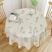 Round Tablecloth Beige Print 150cm, Small Round Tablecloth Round Wipe Clean Round Tablecloth