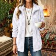 thumbnail image 7 of BXJX Womens Plaid Fleece Jackets, Stand up Collar Long Sleeve Warm Zipper Outerwear for Fall Winter White Size 2XL, 7 of 7