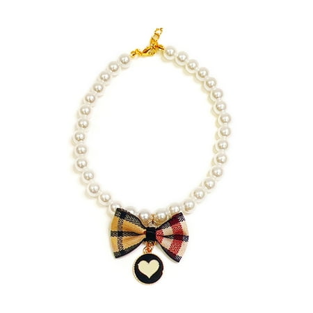 Fashion Pet Pearl Necklace Jewelry Adjustable Extension Chain Design Puppy Collar Accessories for Smal Girl Dogs Cats