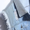 thumbnail image 4 of Mens Casual Ripped Denim Vest Classic Trucker Button Down Sleeveless Jean Waistcoat, 4 of 4