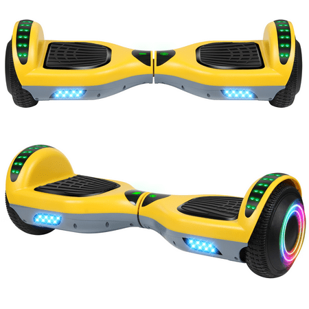 LIEAGLE Hoverboard 6.5" Self Balancing Hoverboard with Bluetooth and LED Lights Hoverboard for Kids Yellow and Gray