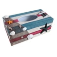 thumbnail image 1 of 1PC Mediterranean Decorative Tissue Box Wooden Crafts Storage Box Home Desktop Decoration (Color Stripe), 1 of 5
