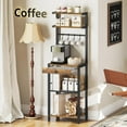thumbnail image 2 of Bakers Rack, 5-Tier Coffee Bar Station, Coffee Stand with Pod Drawer Holder, Versatile Kitchen Storage Rack with 4 Hooks, for Living Room, Cafe Corner, Rustic Brown and Black KF01BRY1, 2 of 9