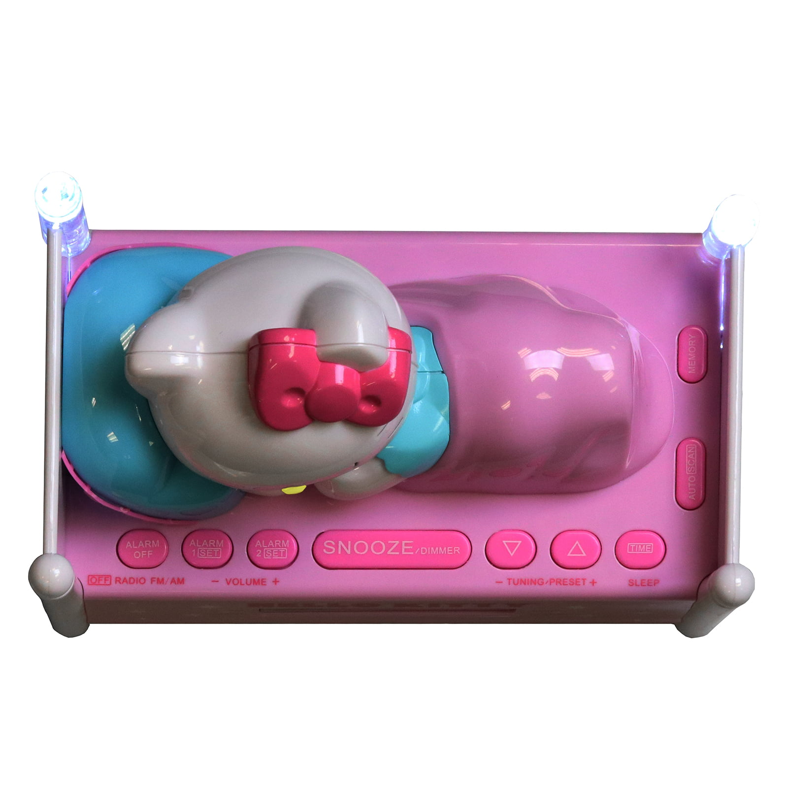 LED Hello Kitty Projection Alarm Clock Radio Digital Tuning+Battery Back up